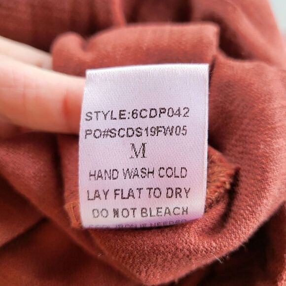 Six Crisp Days Rust 3/4 Sleeve Button Down Belted Linen Blend Doma Jumpsuit Sz M - Picture 9 of 10